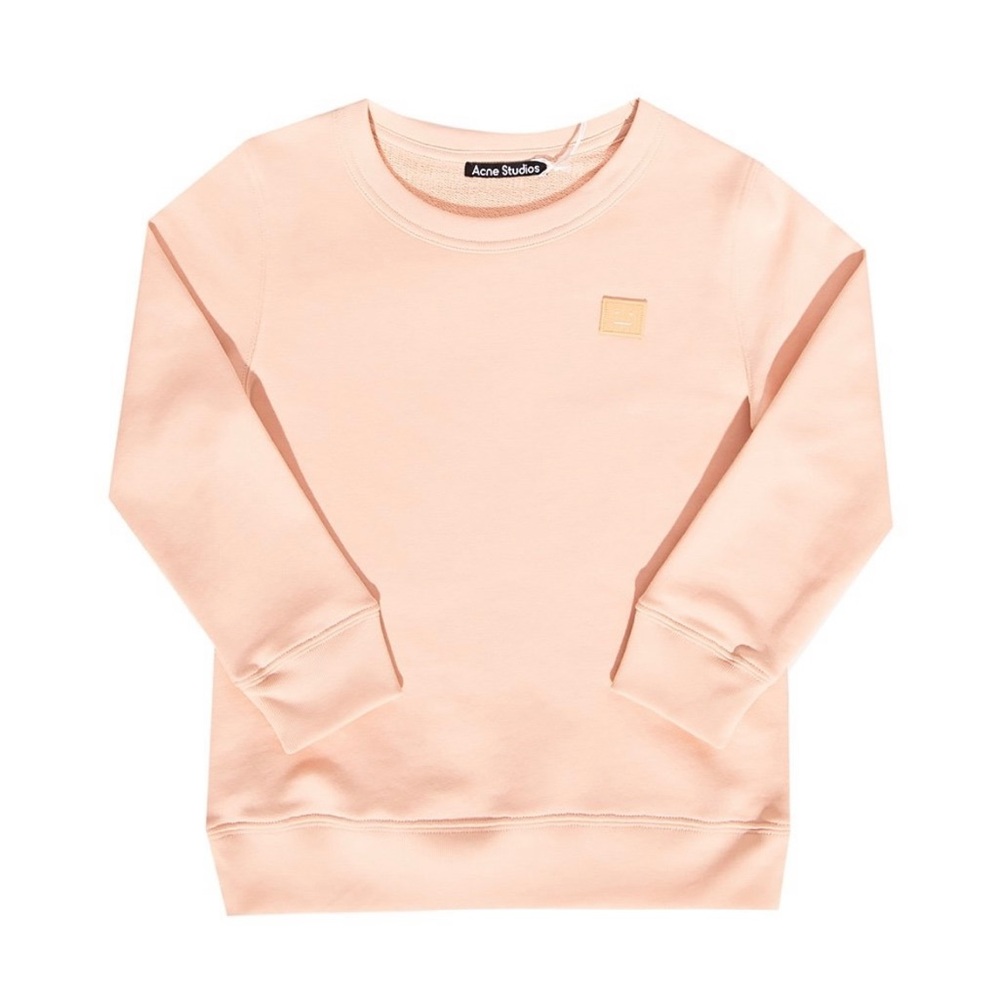 Acne Studios Kids Fairview Crewneck Sweatshirt Pink Face Patch Cotton